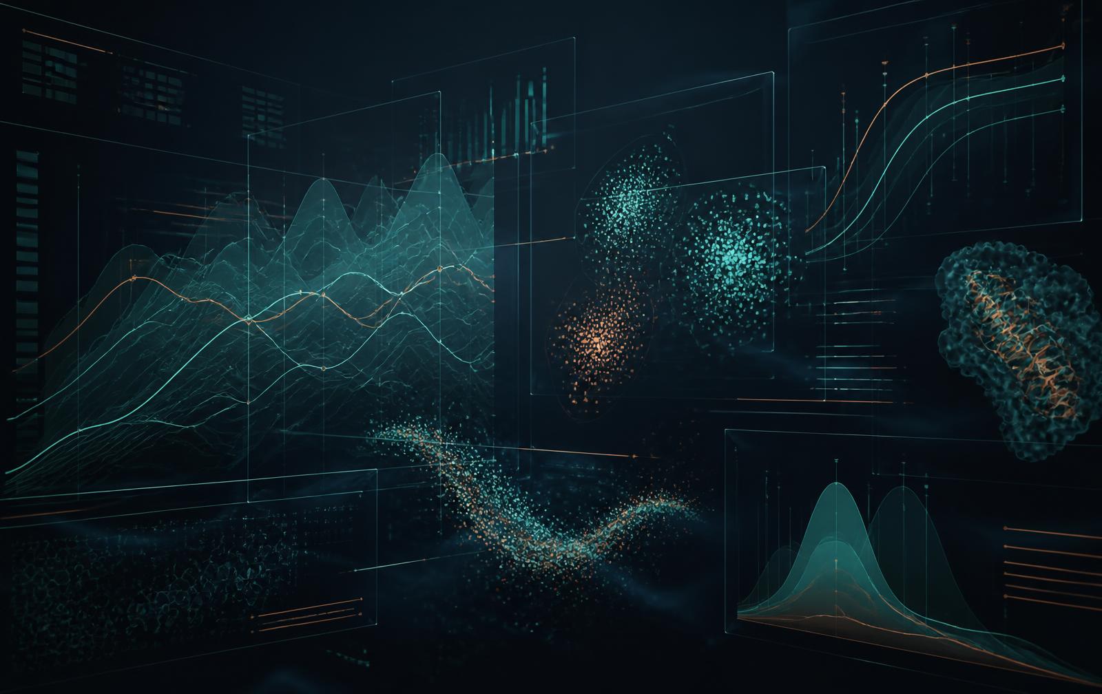 Abstract clinical data visualization of cohort curves and dose-response charts